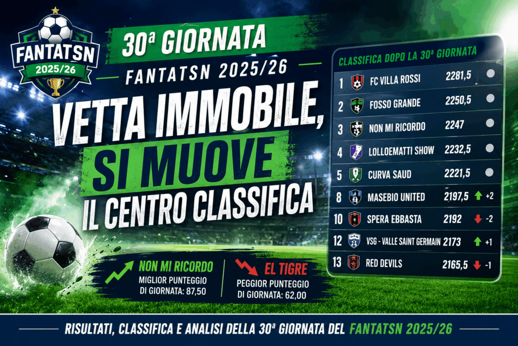 giornata 30 fantatsn
